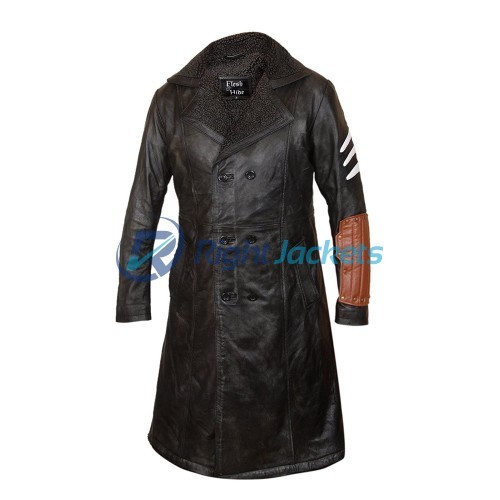 Captain Boomerang Jai Courtney Fur Lined Black Leather Coat