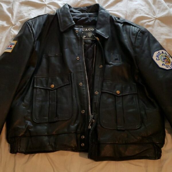 Chicago Police Leather Jacket Black