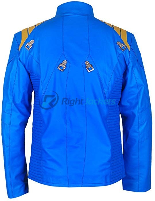 Chris Pine Star Trek Beyond Captain Kirk Blue Leather Jacket