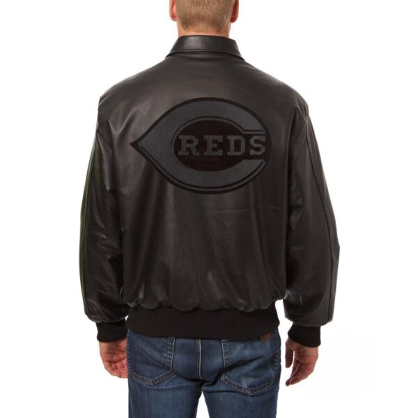 Cincinnati Red Baseball Black Leather Jacket