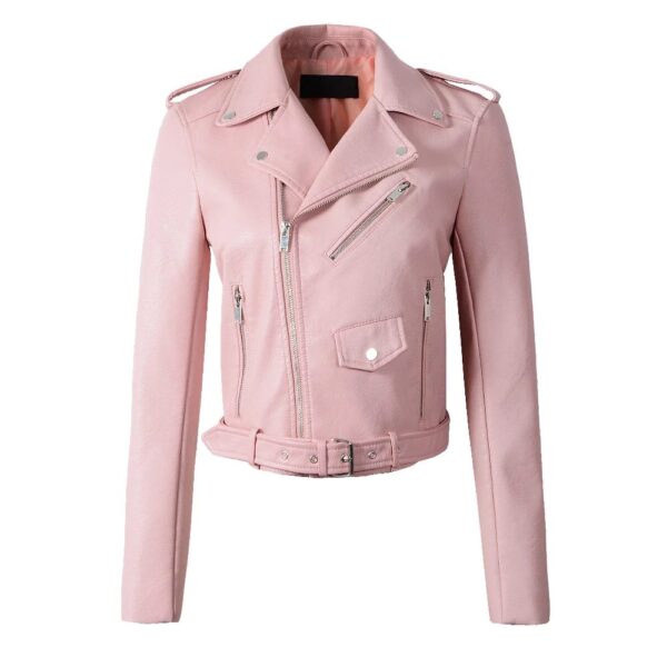 Classic Biker Jacket In Pink