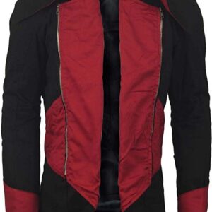 Connor Kenway Denim Red Black Cotton Trench Coat