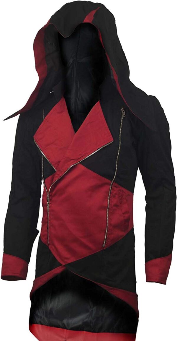 Connor Kenway Denim Red Cotton Trench Coat