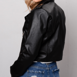 Crop Fauxs Black Leather Jacket
