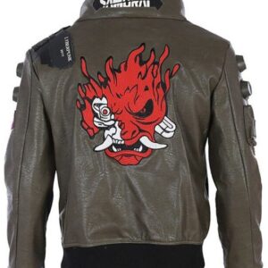 Cyberpunk 2077 Leather Jacket Back Skull Logo