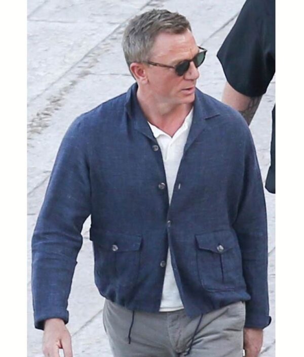 Daniel Craig No Time To Die James Bond 25 Blue Cotton Jacket