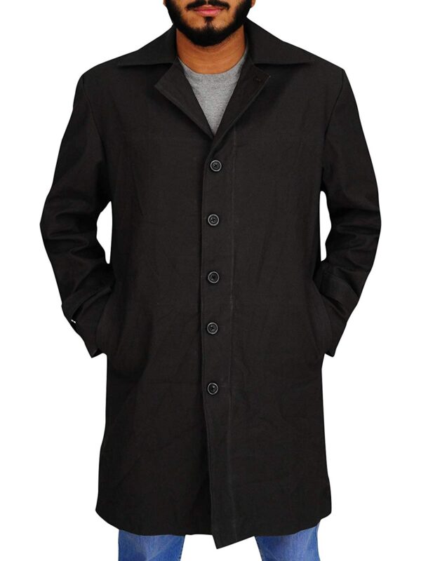 Dark Grey Single Breasted Cotton Trench Long Coats