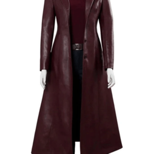 Dark Phoenix Sophie Turner Maroon Leather Coat