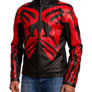 Darth Maul Star Wars Café Racer Red & Black Leather Jacket