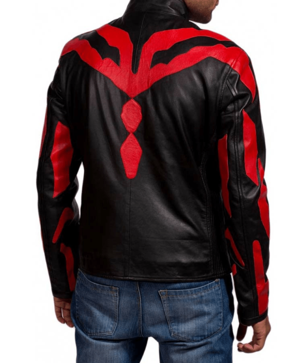 Darth Maul Star Wars Café Racer Red & Black Leathers Jacket