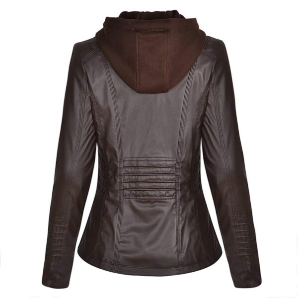 Detachable Slimfit Motorcycle Genuine Leather Hoodie Jackets