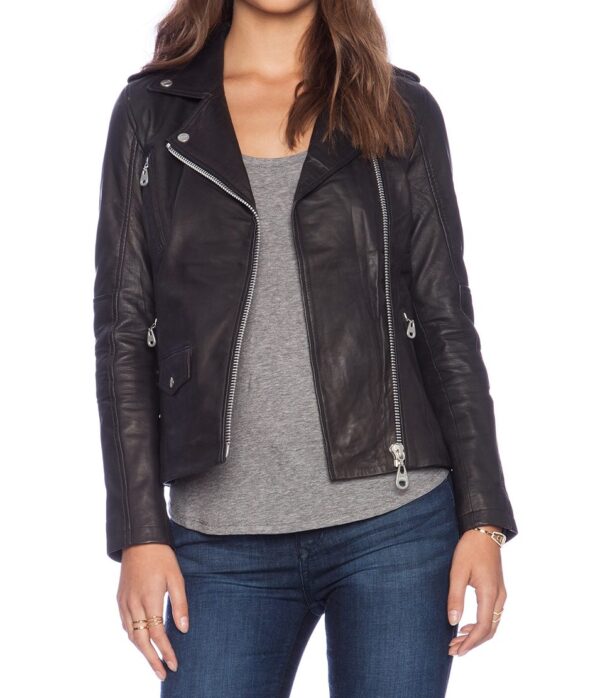 Women's Doma Biker Black Leather Jacket