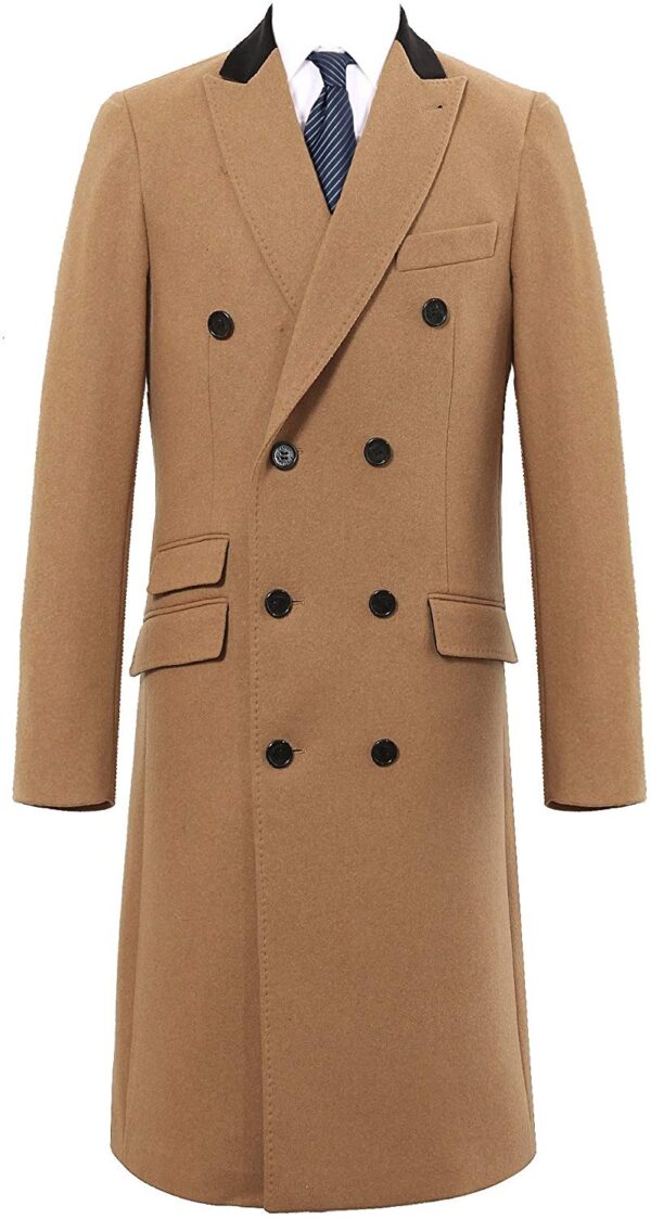 Double Breasted Camel Wool Overcoat