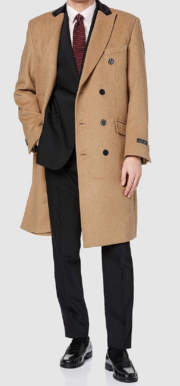Double Breasted Camels Wool Overcoat