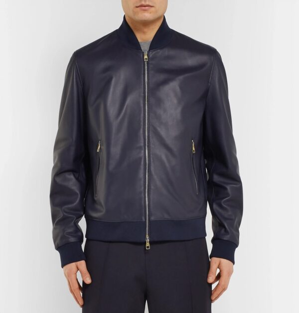 Dunhill Blue Faux Leather Jacket