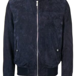 Eleventy Blue Suede Leather Jacket