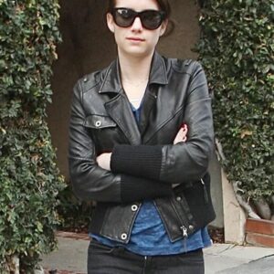 American Actress Emma Rose Roberts Black Leather Jacket