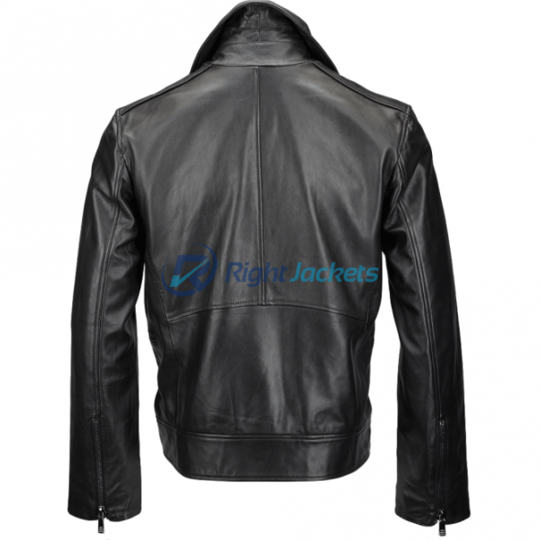 Estimo Vegetable Tanned Biker Black Faux Leather Jacket