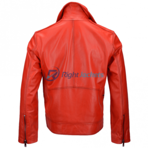 Estimo Vegetable Tanned Biker Red Faux Leather Jacket