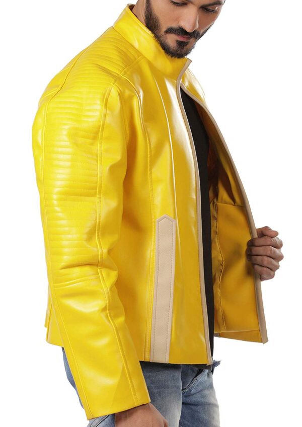 Fashion Cafe Racer Yellow Leather Jacket