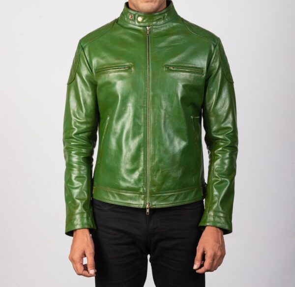 Gatsby Green Leather Biker Jackets