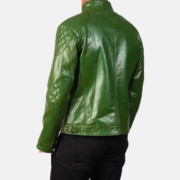 Gatsby Green Leather Bikers Jacket