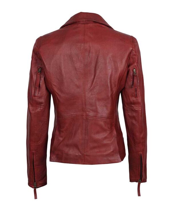 Girls Fitted Rust Leather Double Zippered Perfecto Jackets