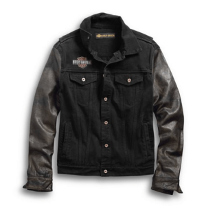 Harley Davidson Denim Leather Sleeves Jacket