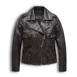 Harley Davidson Eagle Logo Distressed Leather Biker Jacket