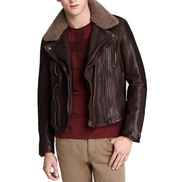 Harry Styles Brown with Fur Collar Leather Jacket
