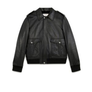 Hedi Slimane Celine Aviator Black Leather Jacket