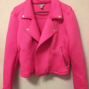 Plus Size Pink Leather Jacket