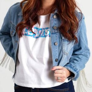 Hustler Destiny Crop Denim Jacket With Fringe