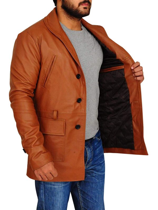Italians Lambskin Leather Brown Blazer Style with Belt Coat