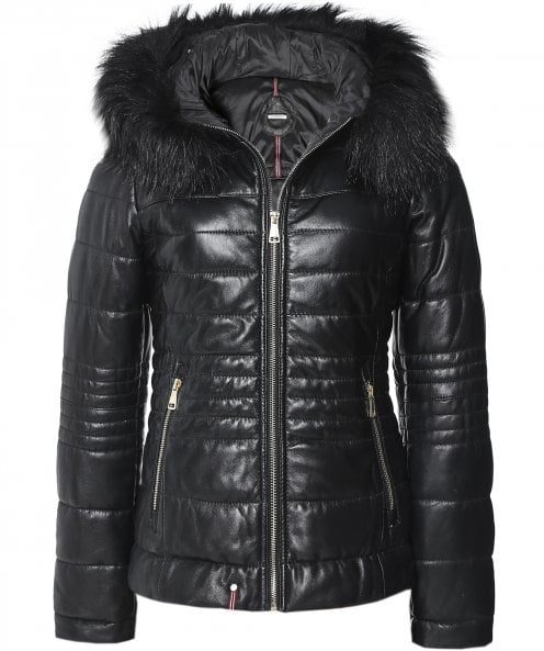 Jella Faux Fur Trim Quilted Leather Jacket