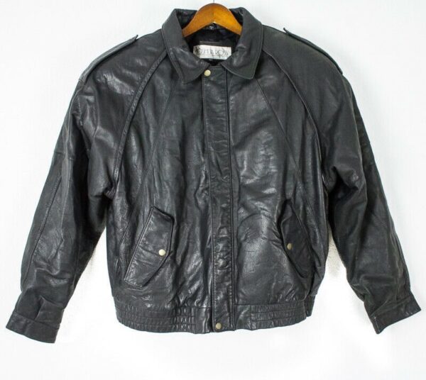 Joshua Ross Black Genuine Leather Bomber Jacket