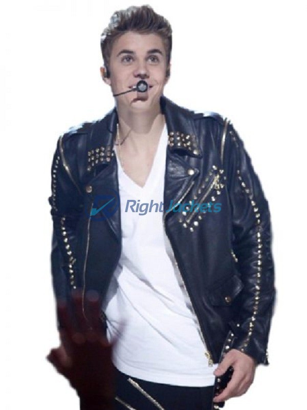 Justin Bieber All Around The World Black Leather Jacket (Copy)