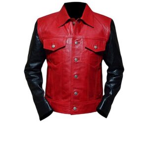 Justin Bieber Black & Red Fashion Real Leather Jacket