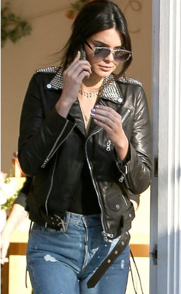 Kendall Jenner Black Biker Leather Jacket