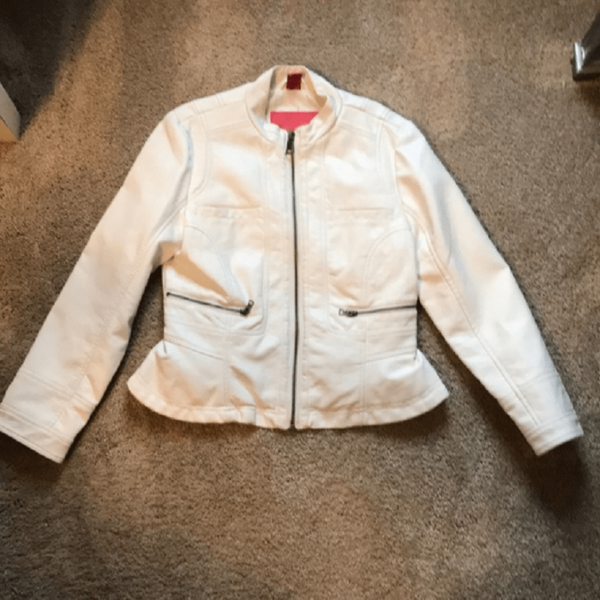Kids Fashion White Leather Jacket