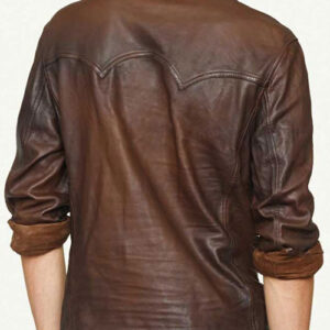 Men New Fashionable Brown Leather Shirt