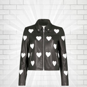 Maje Heart Logo Leather Jacket