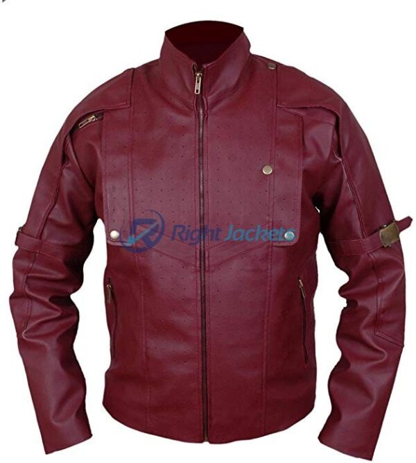 Maroon Star Lord Guardians Of Galaxy Brown Leather Jacket