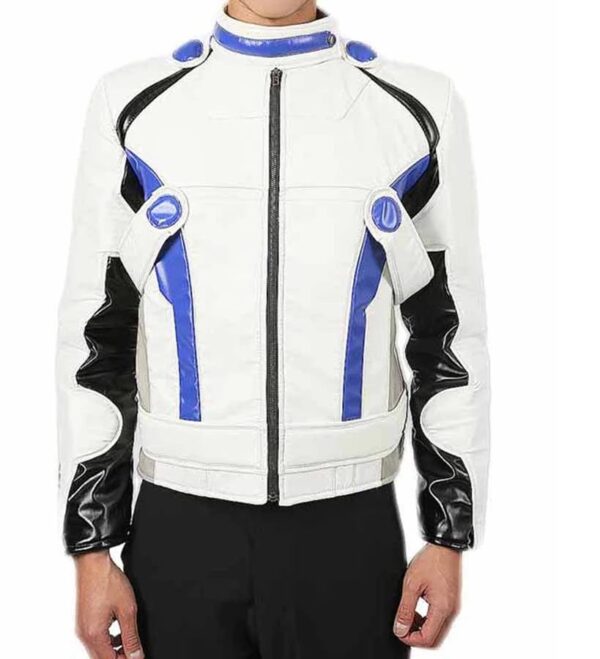 Mass Effect Andromeda White Blue Leather Jacket