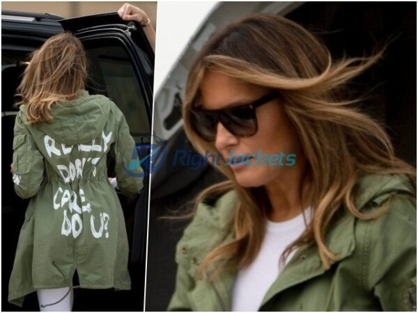 Melania Trump I Really Don't Care Green Long Jacket