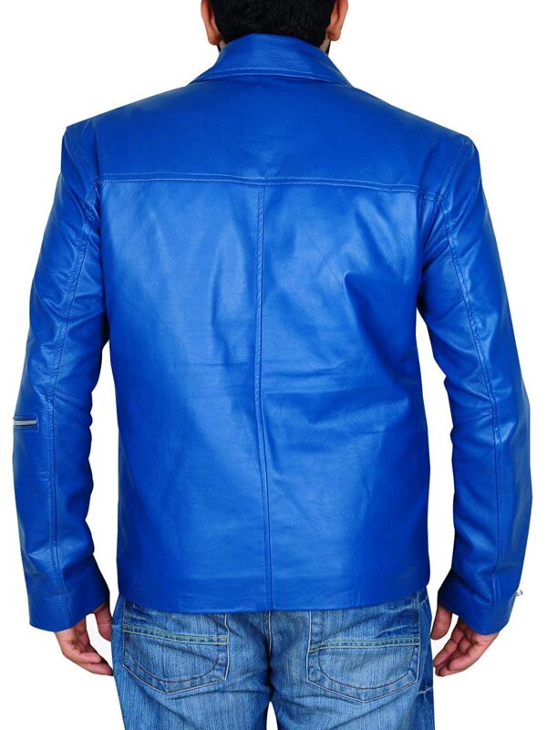 Men Bikers Blue Reckless Quilt Classic Leather Jacket