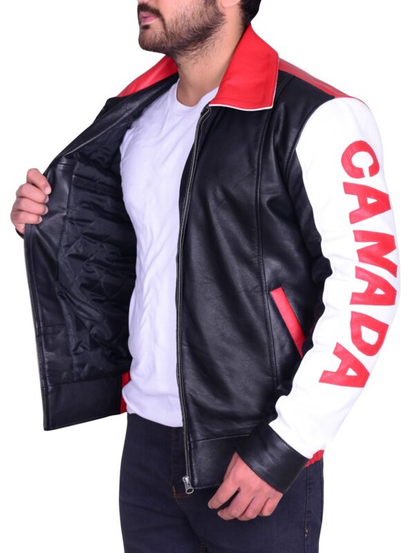 Men Canadian Flag Bomber Leather Jackit
