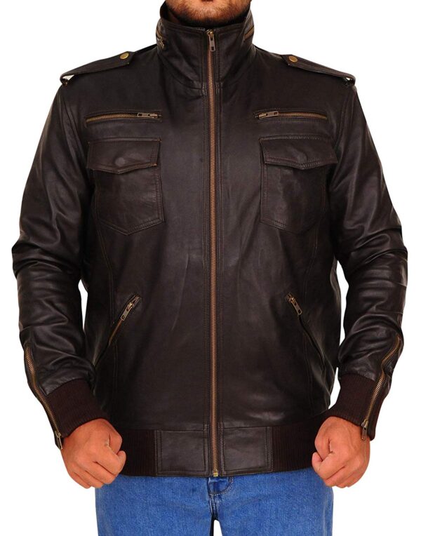 Men Detective Jake Brown Bomber Genuine Leather Jacket