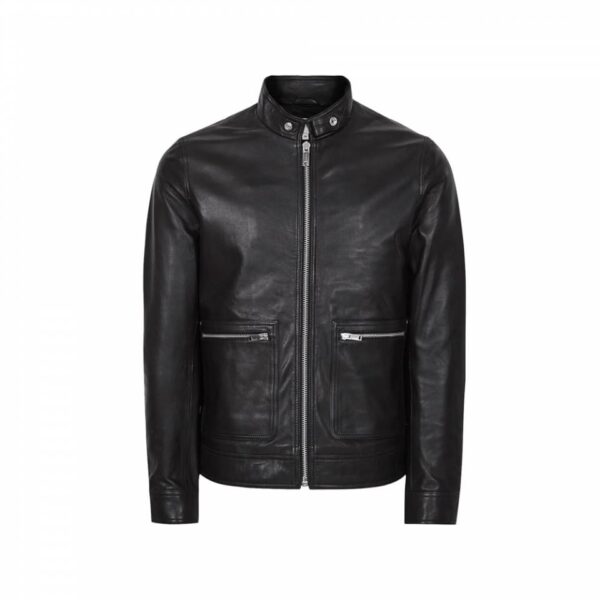 Men Reiss Black Leather Jacket
