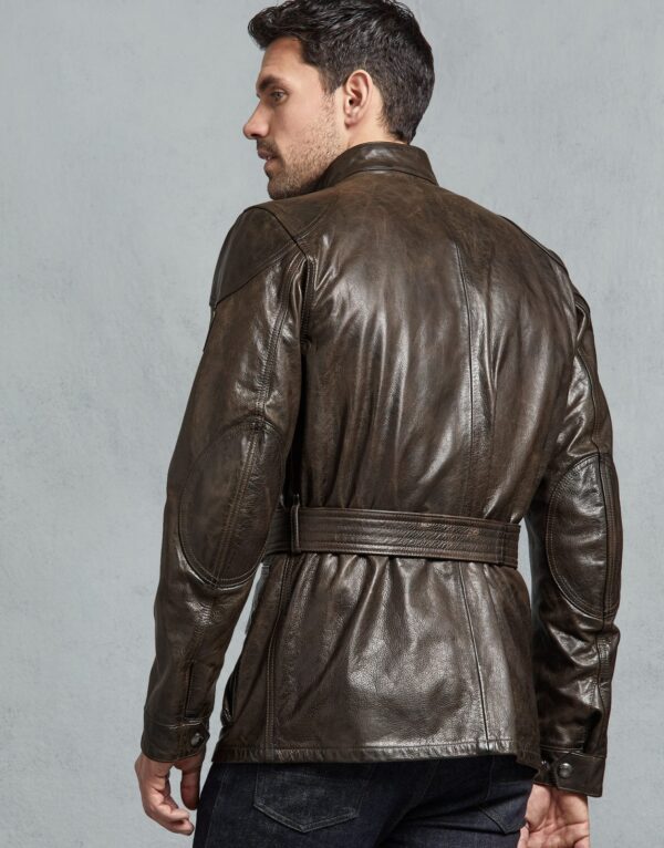 Men TrailMaster BlackBrown Panther Leather Coat